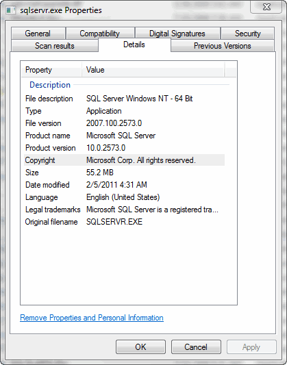 Phiên bản SQL Server từ tệp